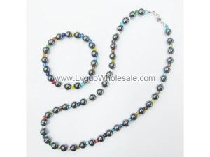 Multi Color Glass Crystal Beads Hematite Necklace Set